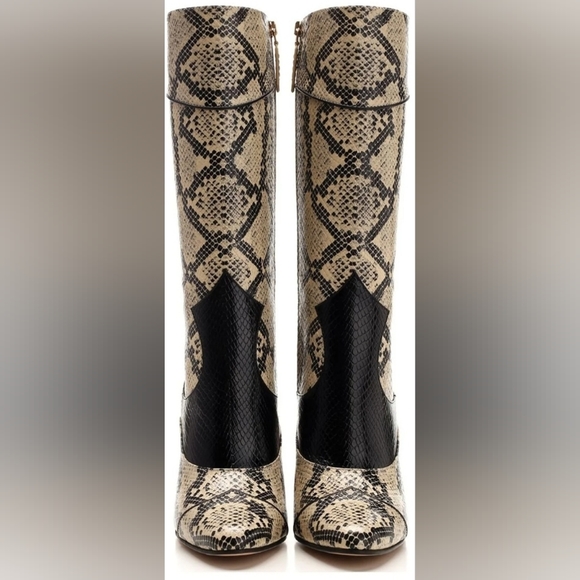 Gucci Baltini Snake-Skin Print Leather Boots 40.5 - Picture 2 of 4